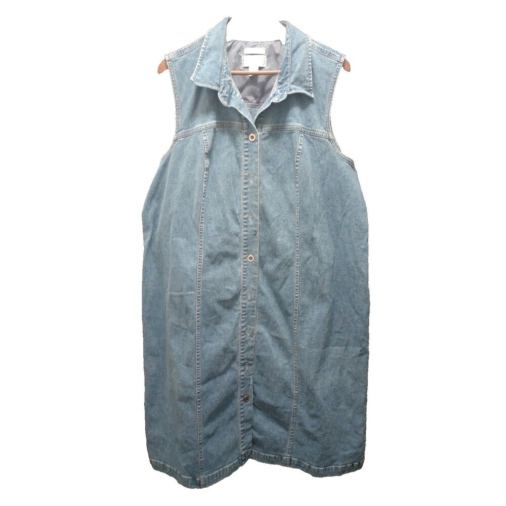 CJ Banks Stretch Denim Button Down Sleeveless Dress 24W